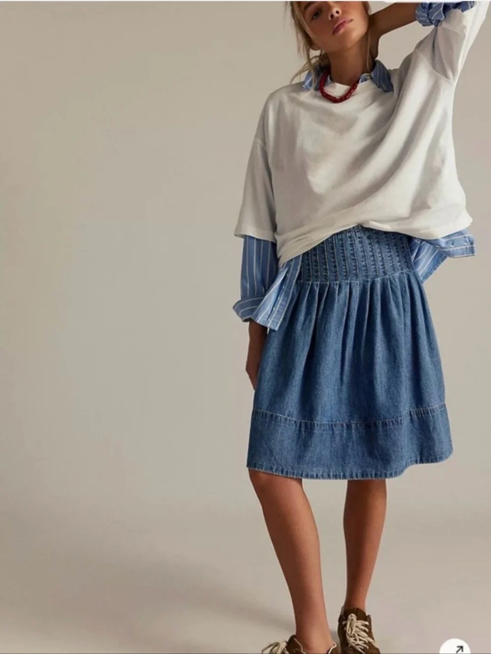 Free People We The Free Peyton Pintuck Midi Skirt -California